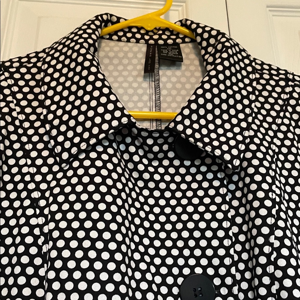 Women’s XXL Super Low Fat black white polka dot blazer 3 big button asymmetrical - Picture 5 of 13